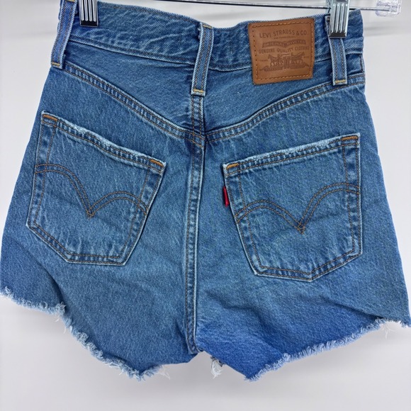 Levi's Pants - Levi's Premium Ribcage Denim Shorts Women's Size 24 Distressed Frayed‎ Blue